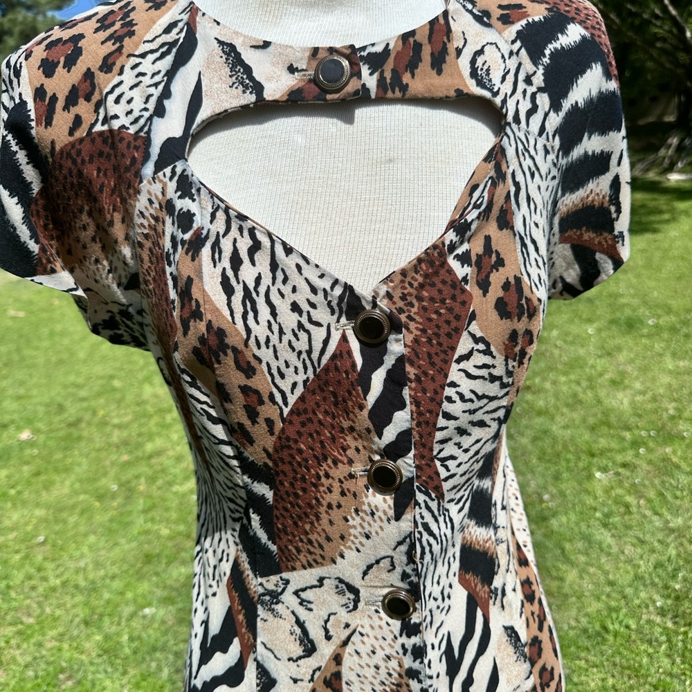 Robert Robert Animal Print Cutout Top – Made in USA – Size 5/6